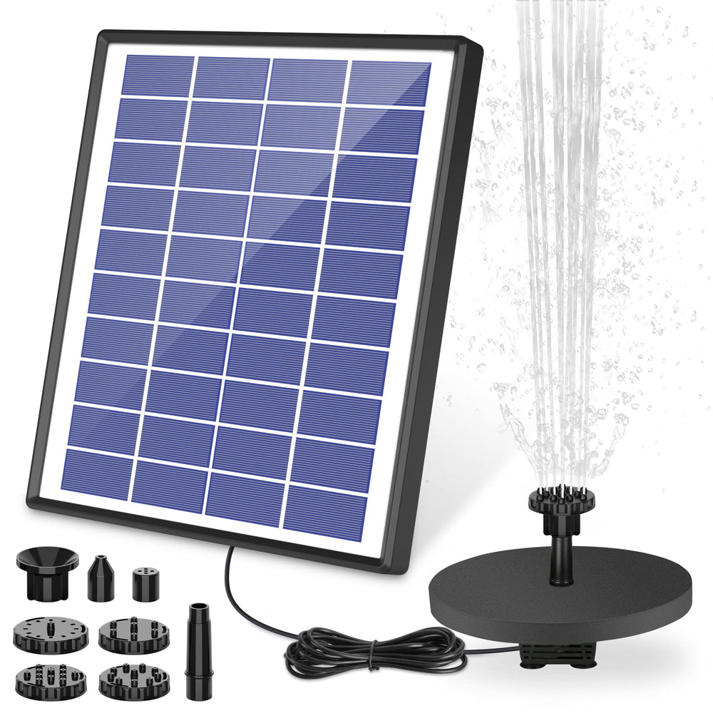 AISITIN 6.5W Solar Fountain Pump front view with solar panel