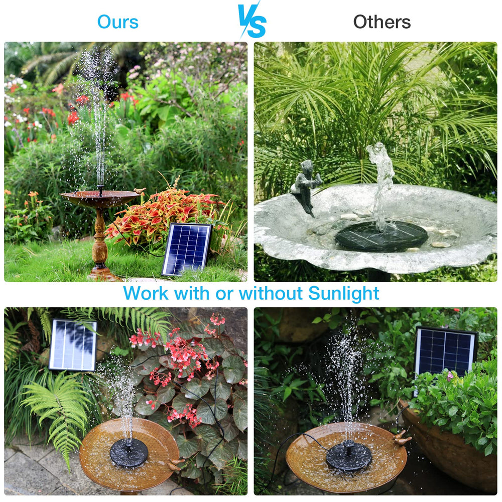 AISITIN 6.5W Solar Fountain Pump in a bird bath