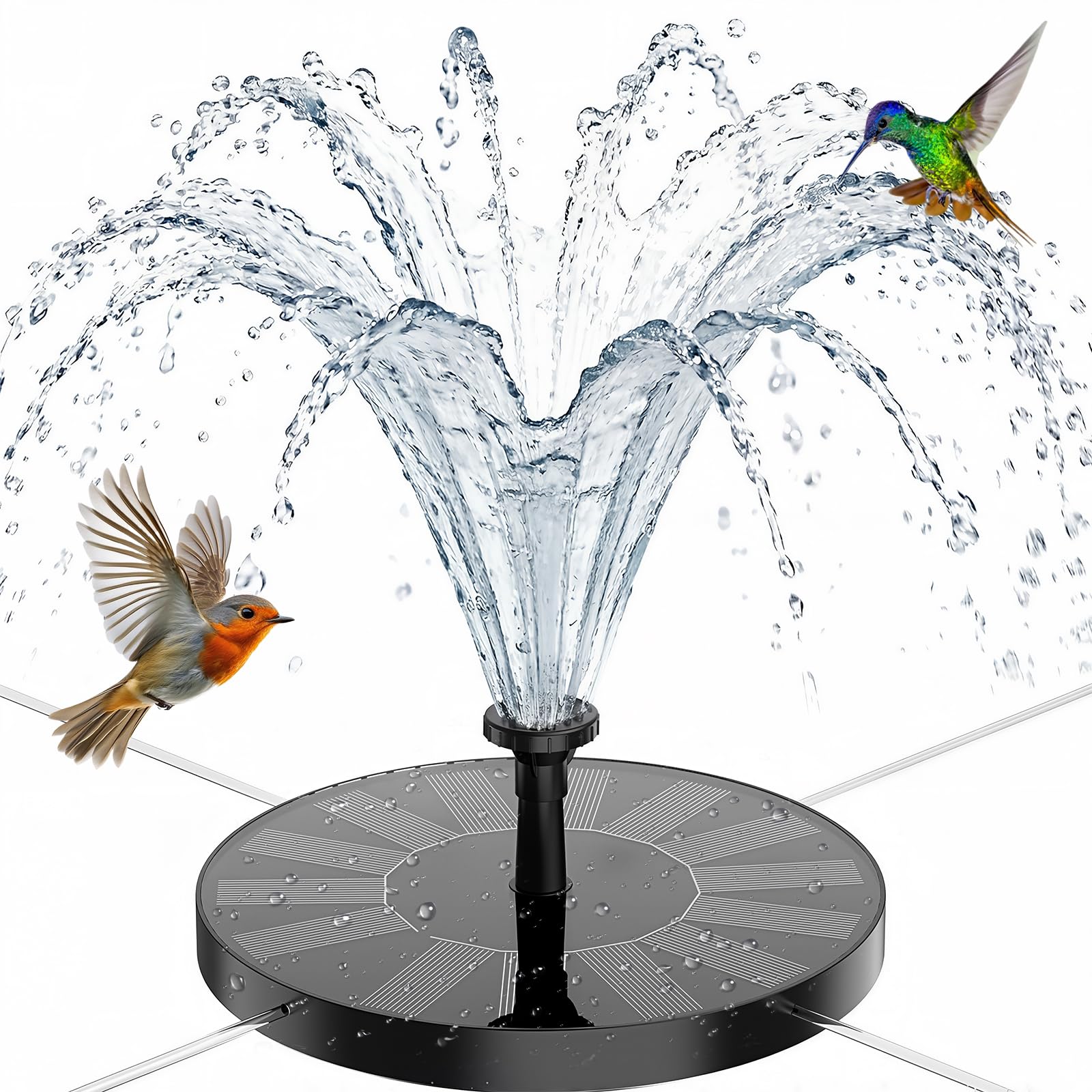 AISITIN Solar Bird Bath Fountain Pump with 6 nozzles and solar panel