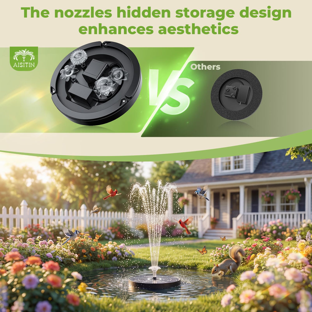 AISITIN Solar Bird Bath Fountain with water flow demonstration