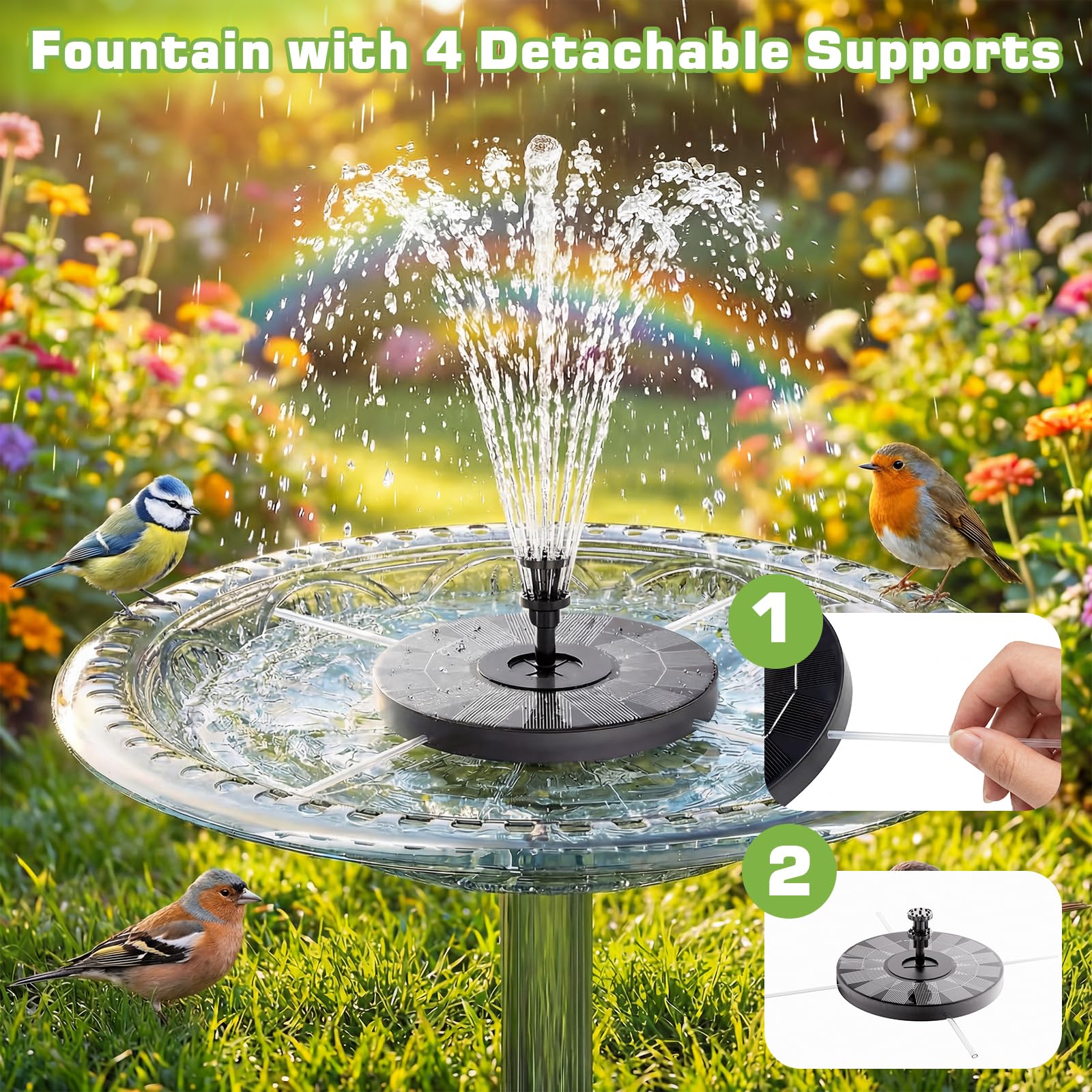 AISITIN solar fountain operating under sunlight