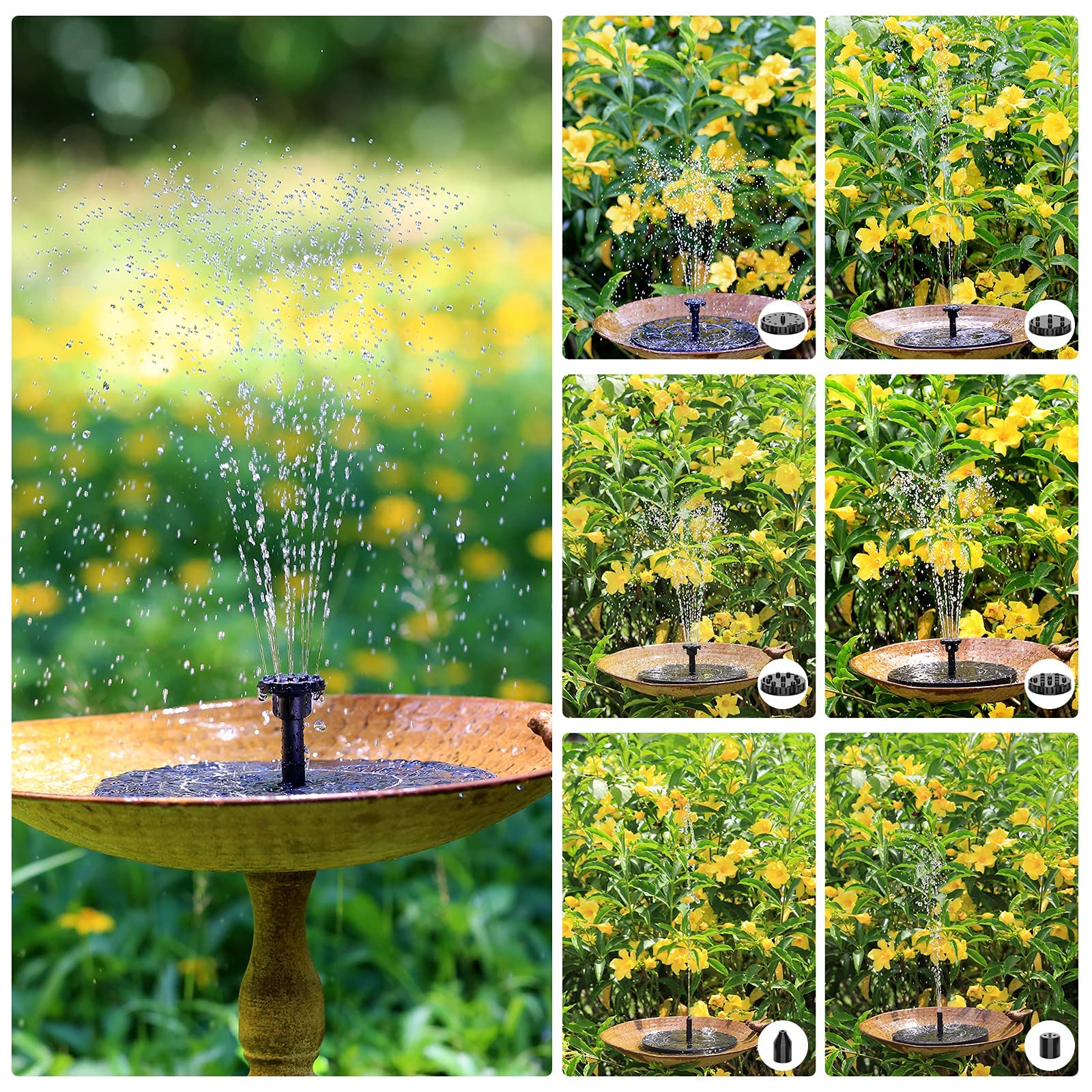 AISITIN Solar Fountain Pump 2.5W in a garden setting