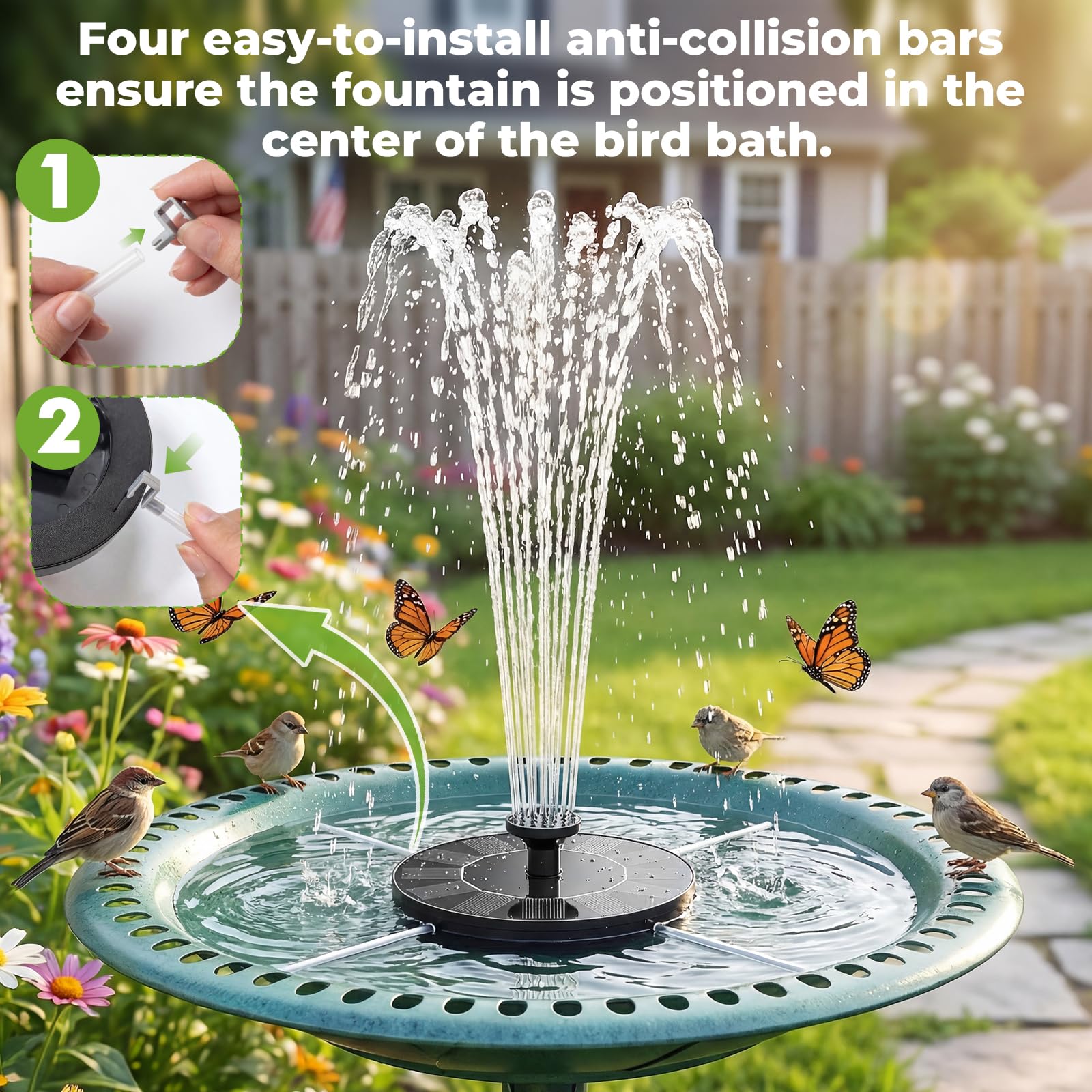AISITIN solar fountain pump in a bird bath