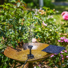 AISITIN Solar Fountain Pump in a birdbath setting