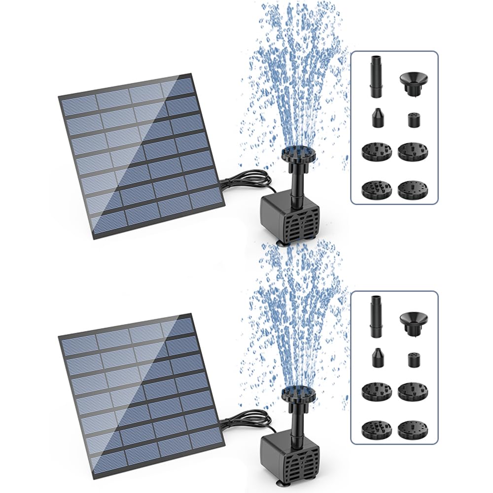 AISITIN Solar Fountain Pump Kit with nozzles and power cord