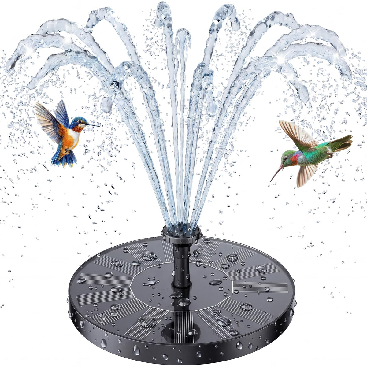AISITIN Solar Fountain Pump with six nozzles front view