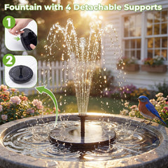 AISITIN Solar Fountain with six nozzles in a bird bath