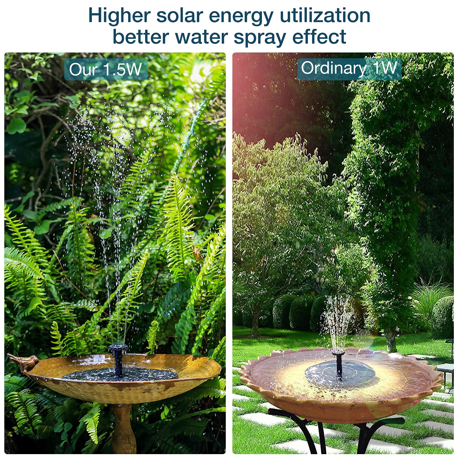 AISITIN Solar Powered Garden Fountain in garden setting