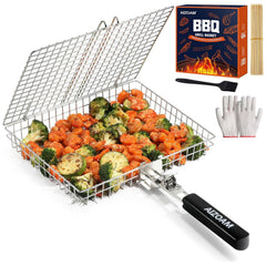 AIZOAM Grill Basket front view with removable handle