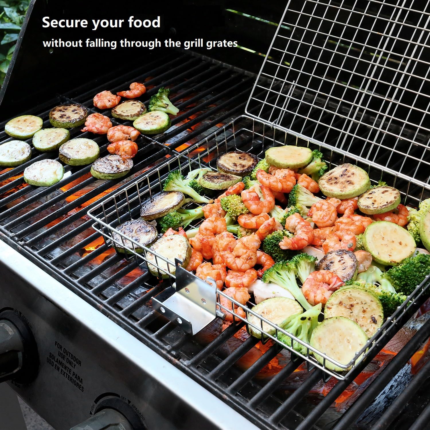 AIZOAM Grill Basket showing generous cooking area