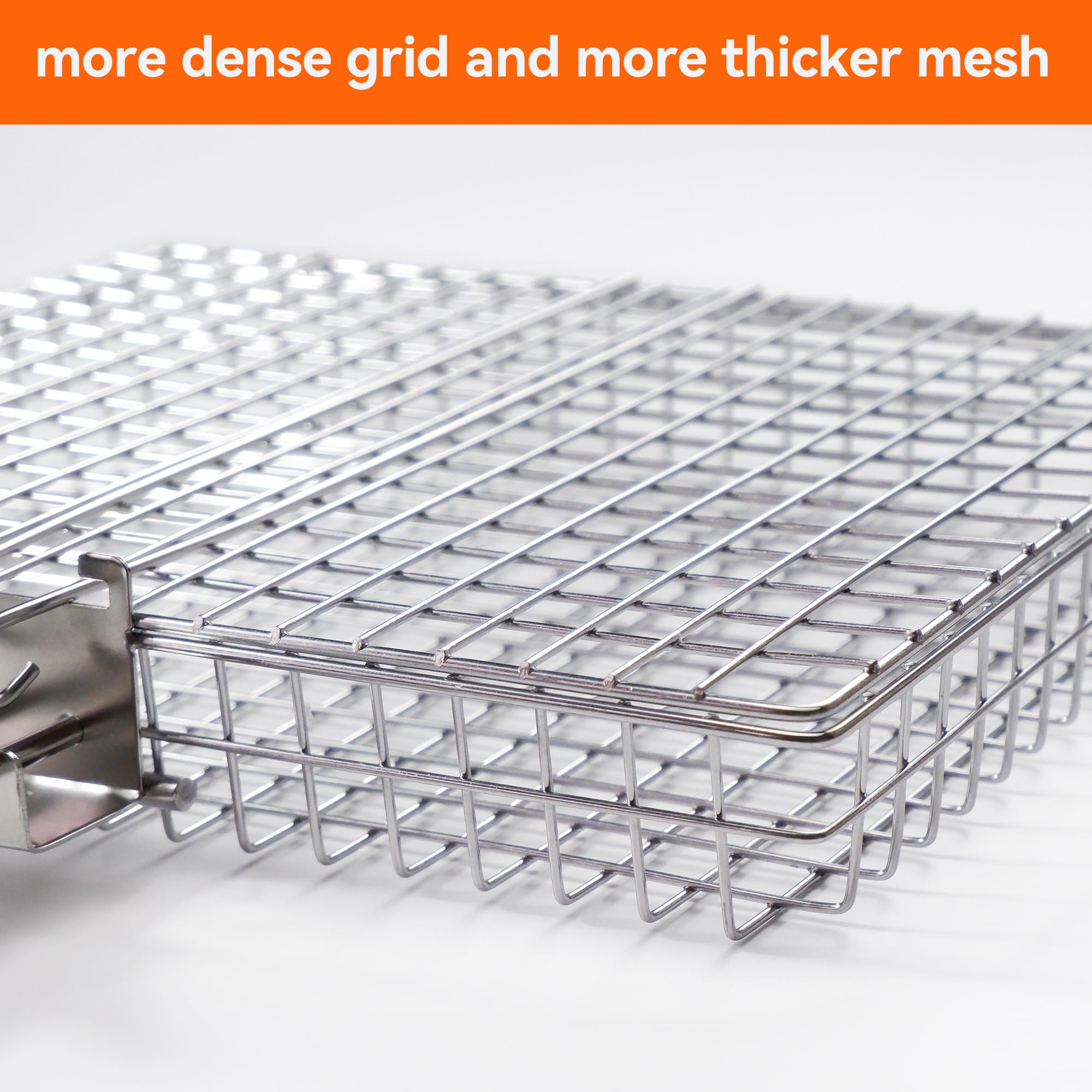 AIZOAM Grill Basket side view with stainless steel finish