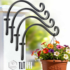 AJART 12-inch heavy duty plant hanger black bracket front view