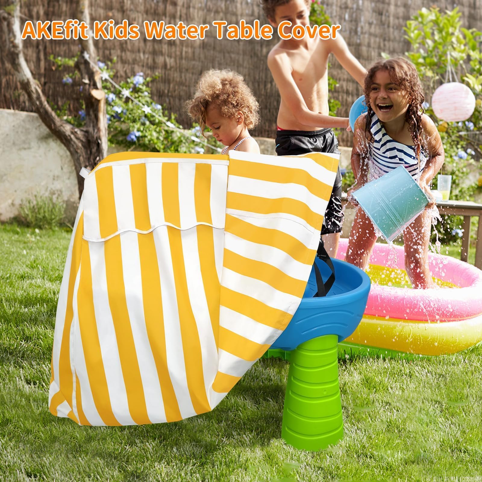 AKEfit Kids Water Table Cover on a rainy day
