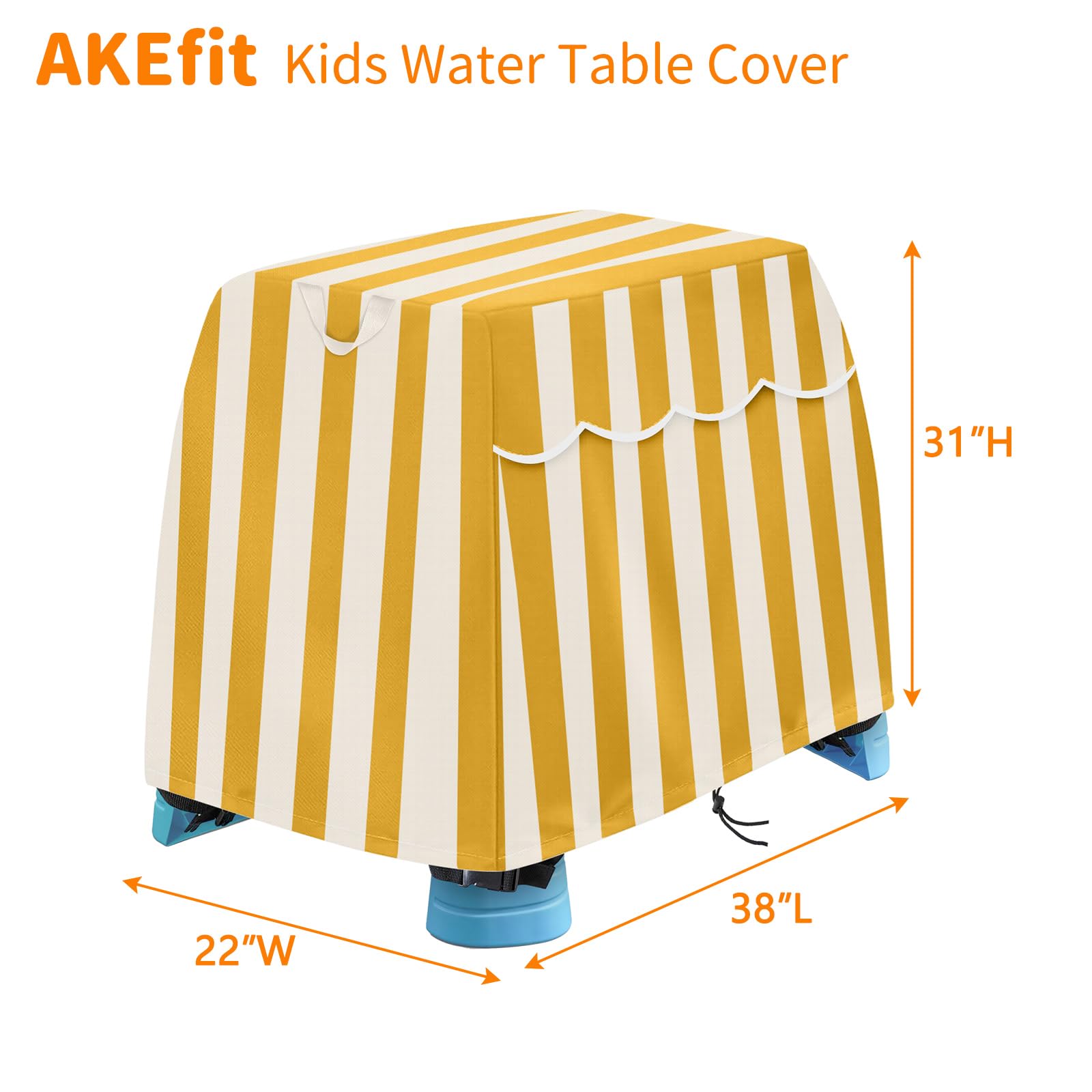 AKEfit Kids Water Table Cover side view showing buckle straps