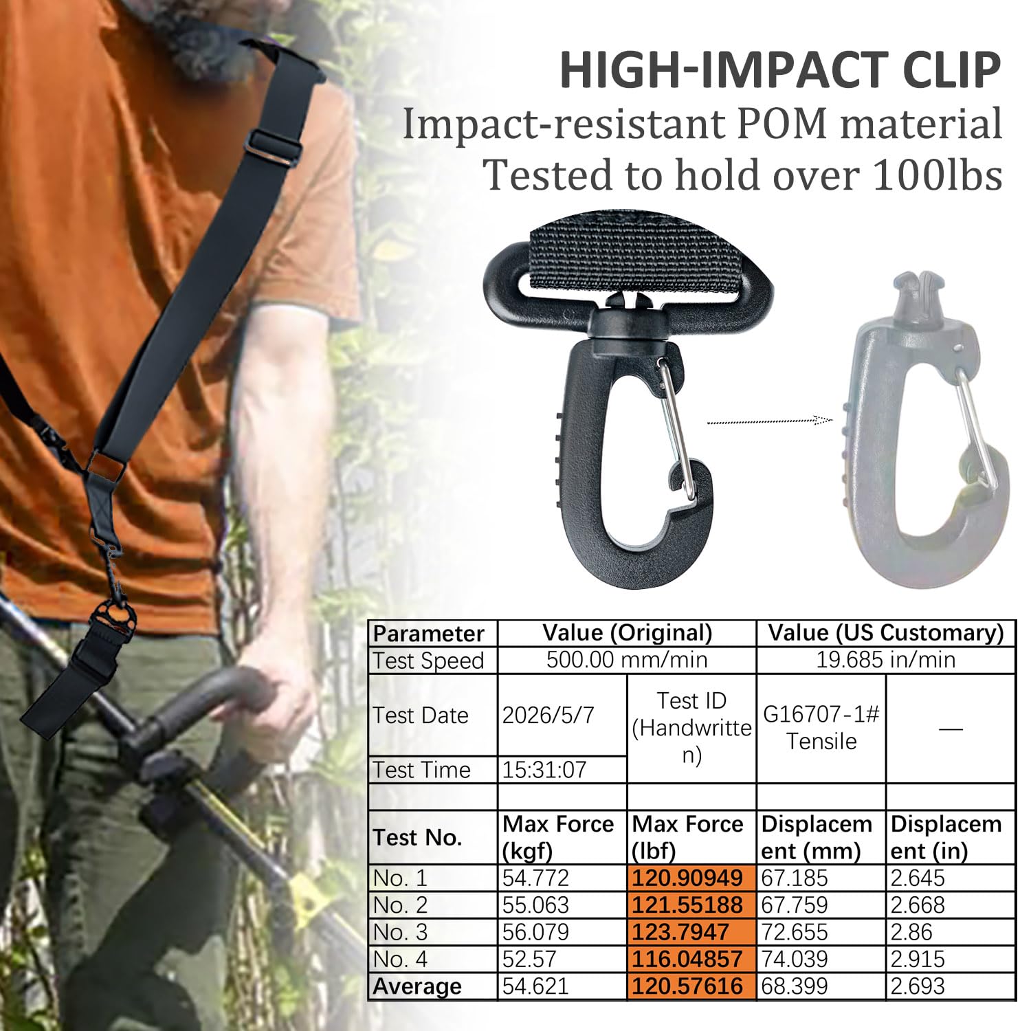 AKUATUZ Trimmer Shoulder Strap attached to a weed eater