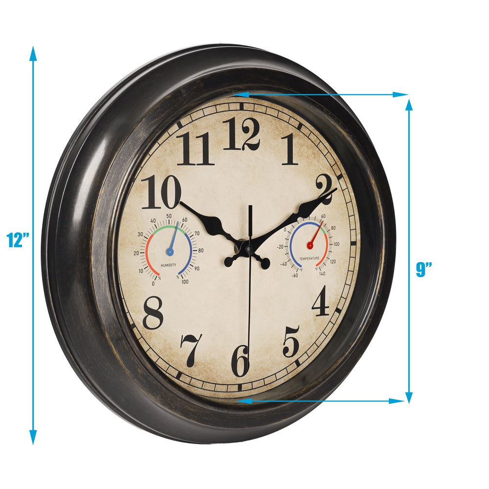 Alarllok 12 Inch Vintage Wall Clock displayed in a garden