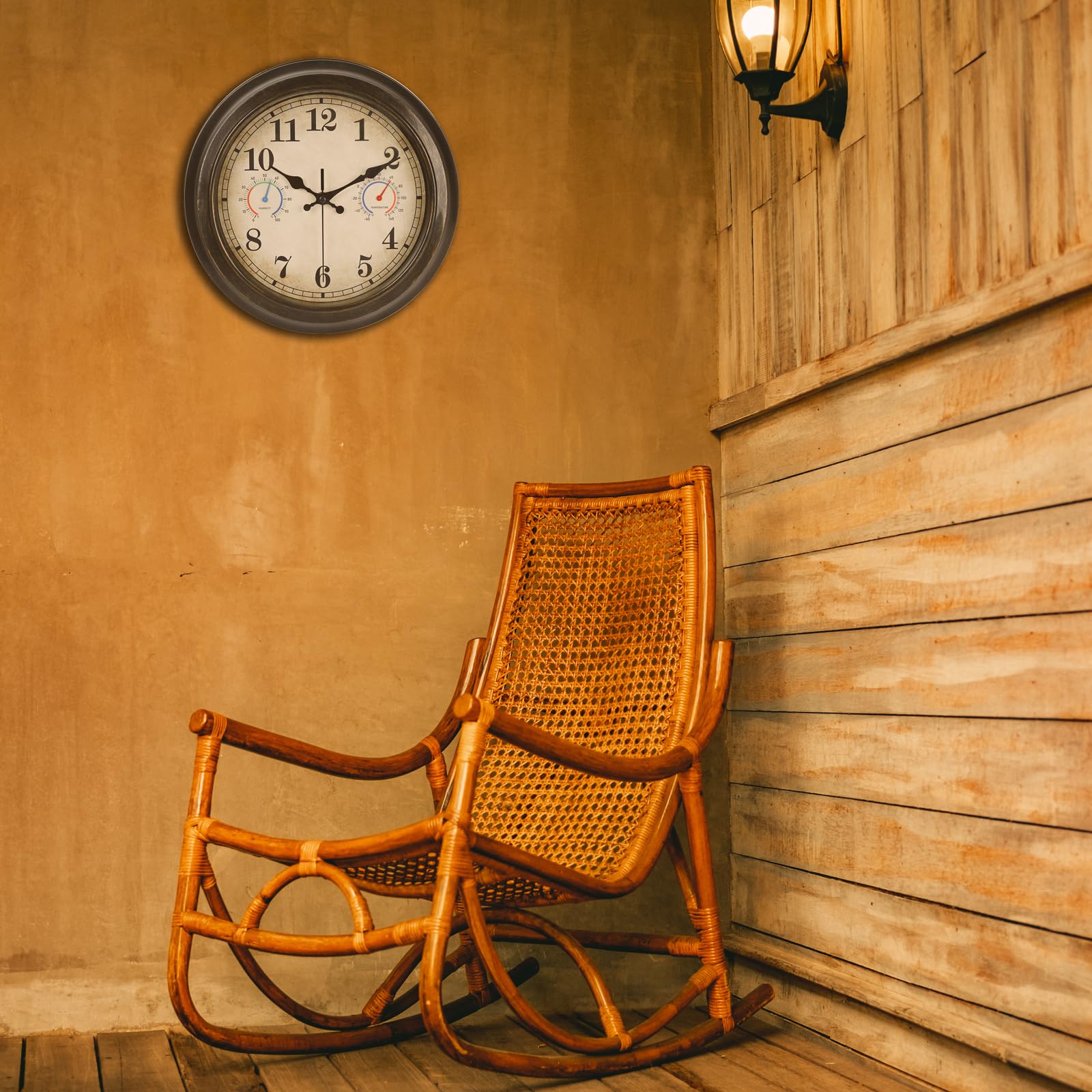 Alarllok 12 Inch Vintage Wall Clock next to a pool