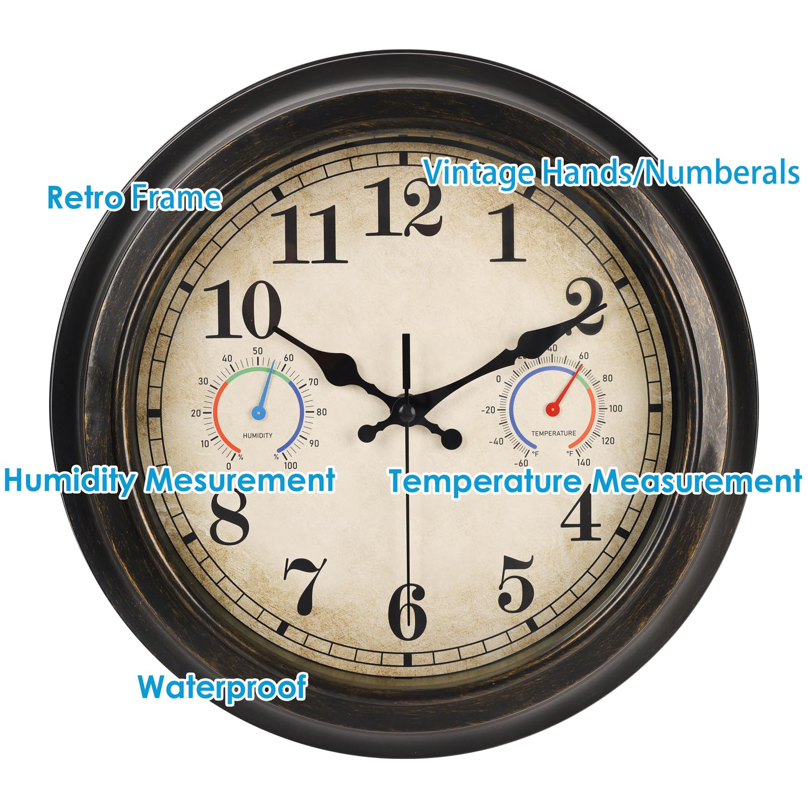 Alarllok 12 Inch wall clock with clear numerals and quartz movement