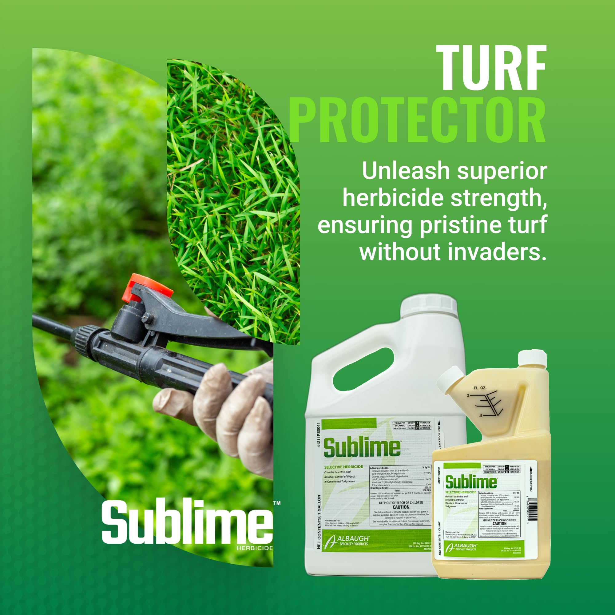 Albaugh Sublime Weed Killer 1 Quart bottle on grass