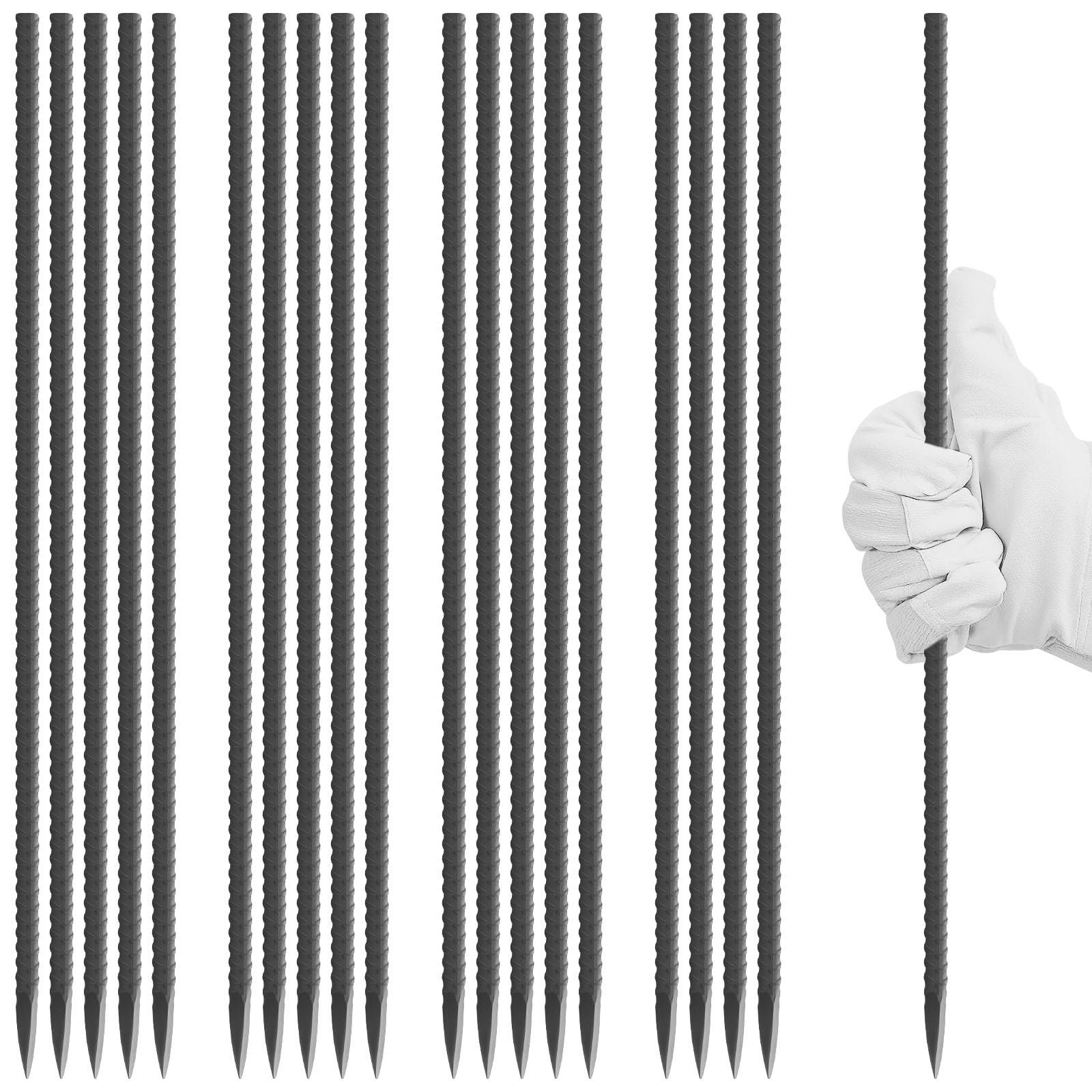 Alffun 12 inch heavy-duty metal garden stake front view