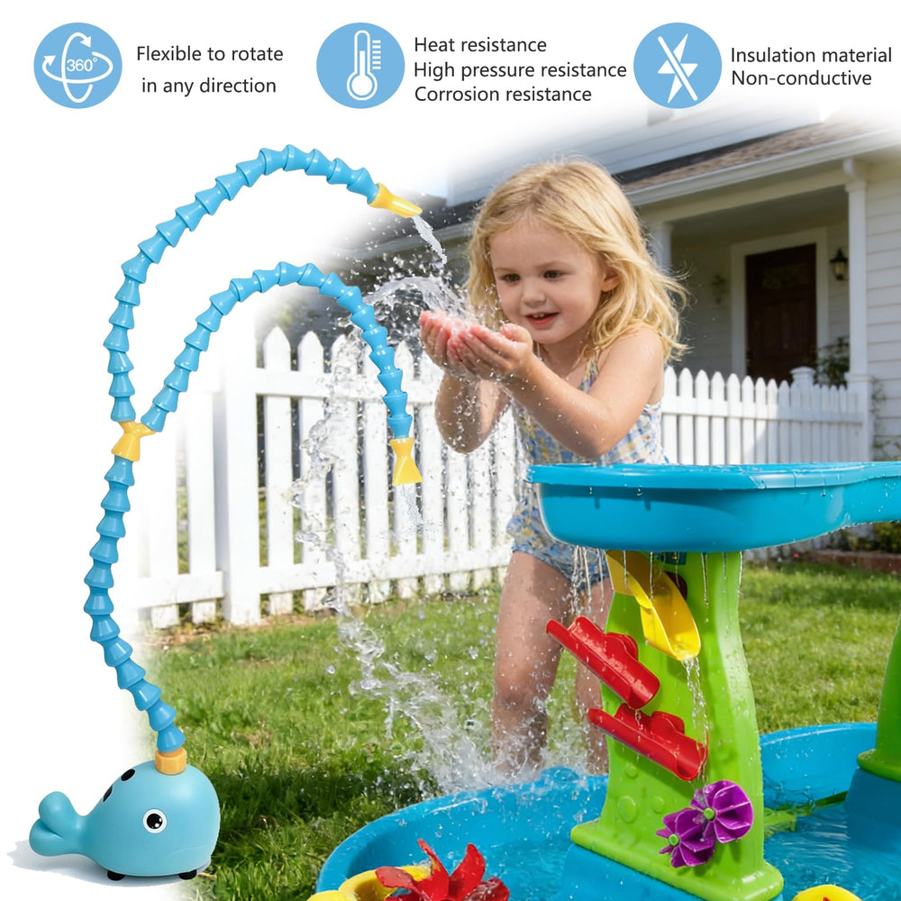 Alickwang Water Table Pump next to various outdoor toys