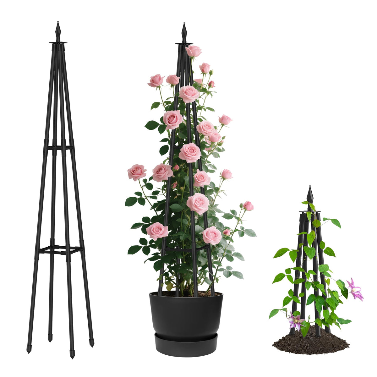 AlisisFores 4 FT Obelisk Trellis front view with black finish