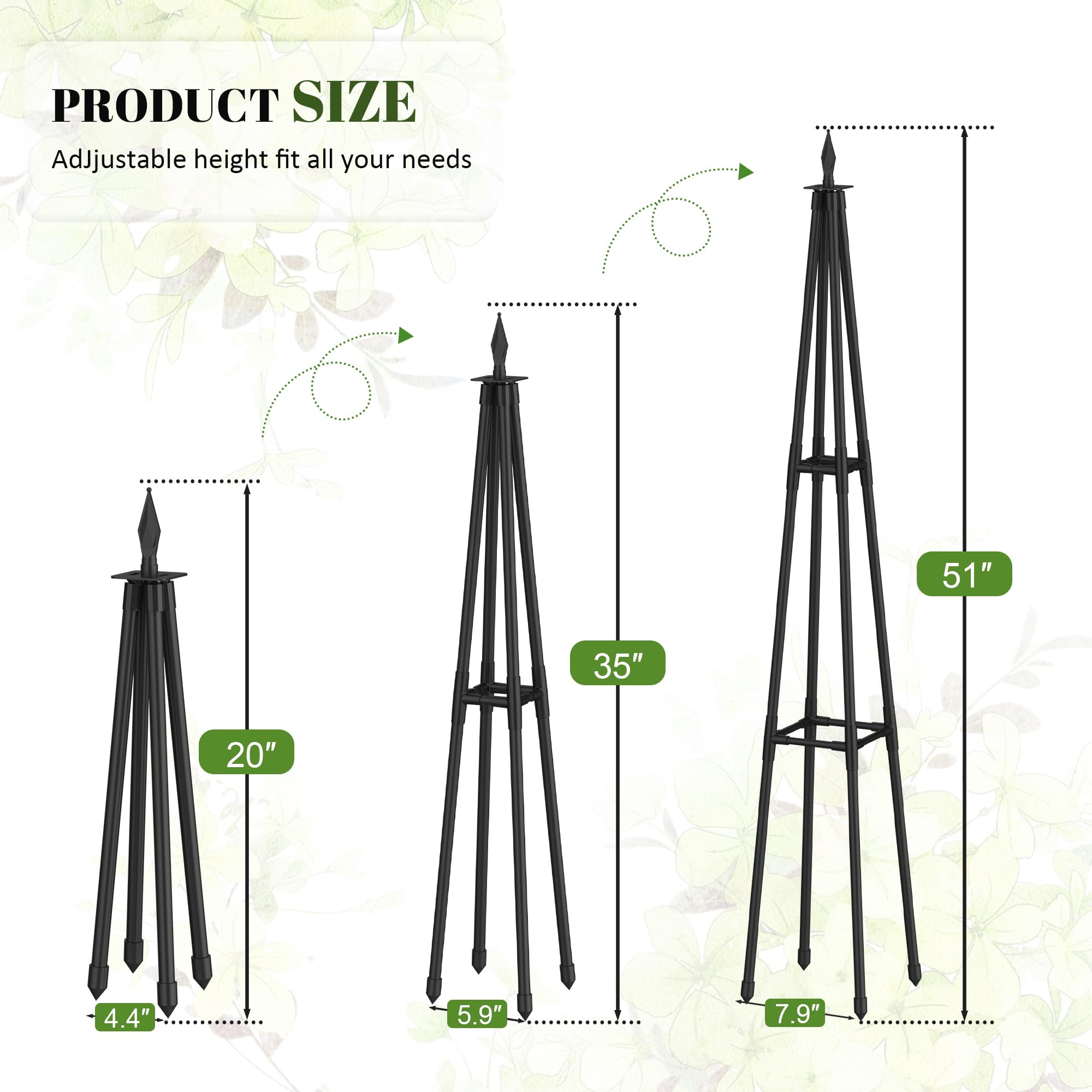 AlisisFores 4 FT Obelisk Trellis in a flower bed