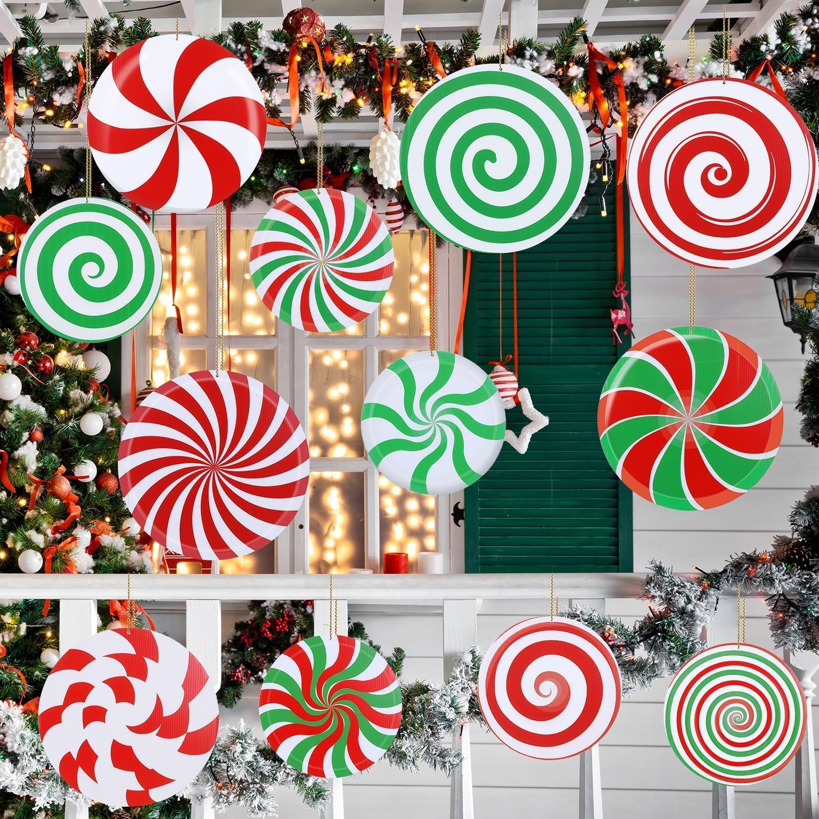 All 12 designs of DERTE Outdoor Christmas Hanging Ornaments