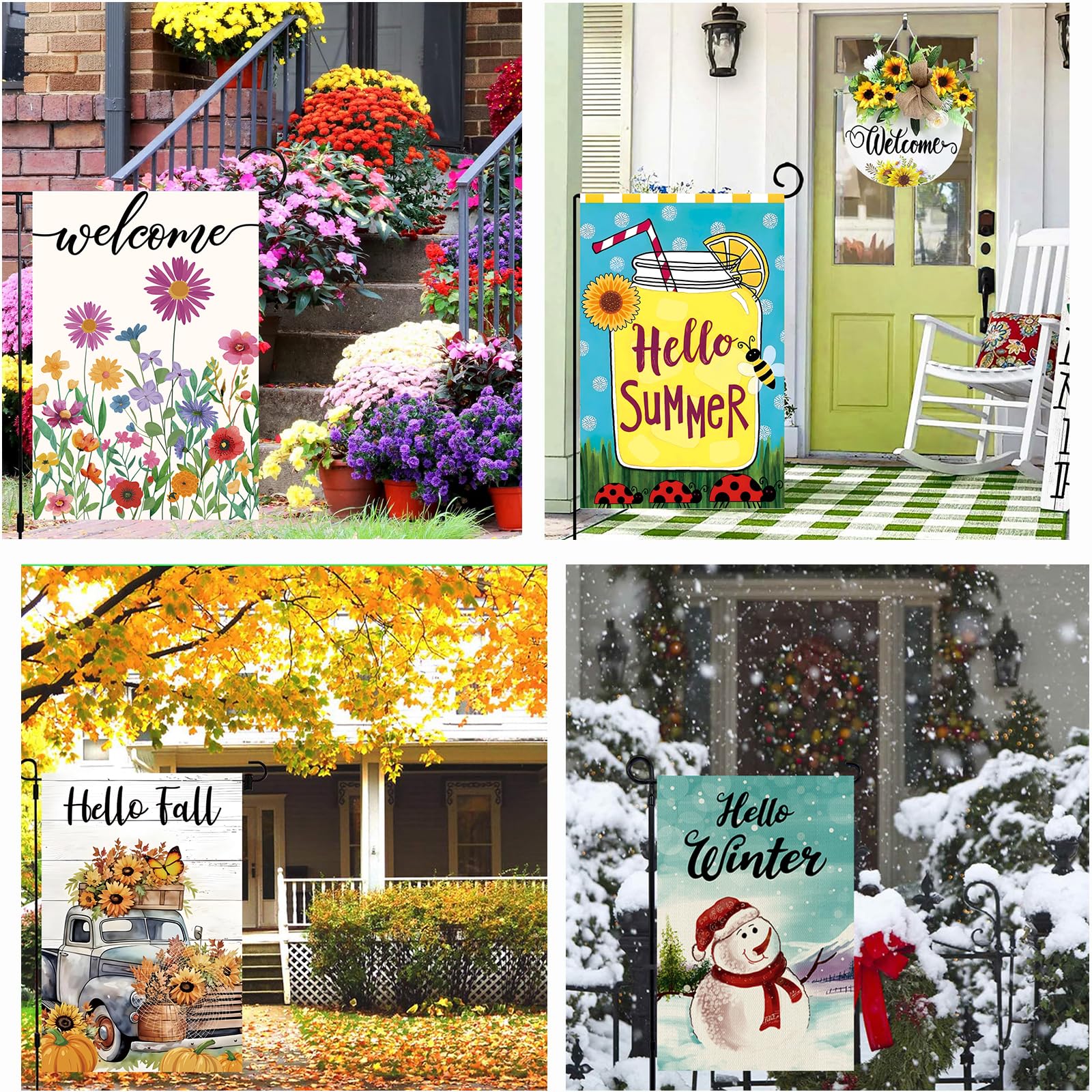 All 12 seasonal garden flags displayed together