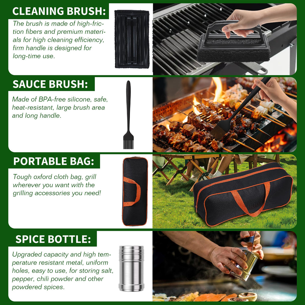 All 120 pieces of Furnhome grilling accessories displayed