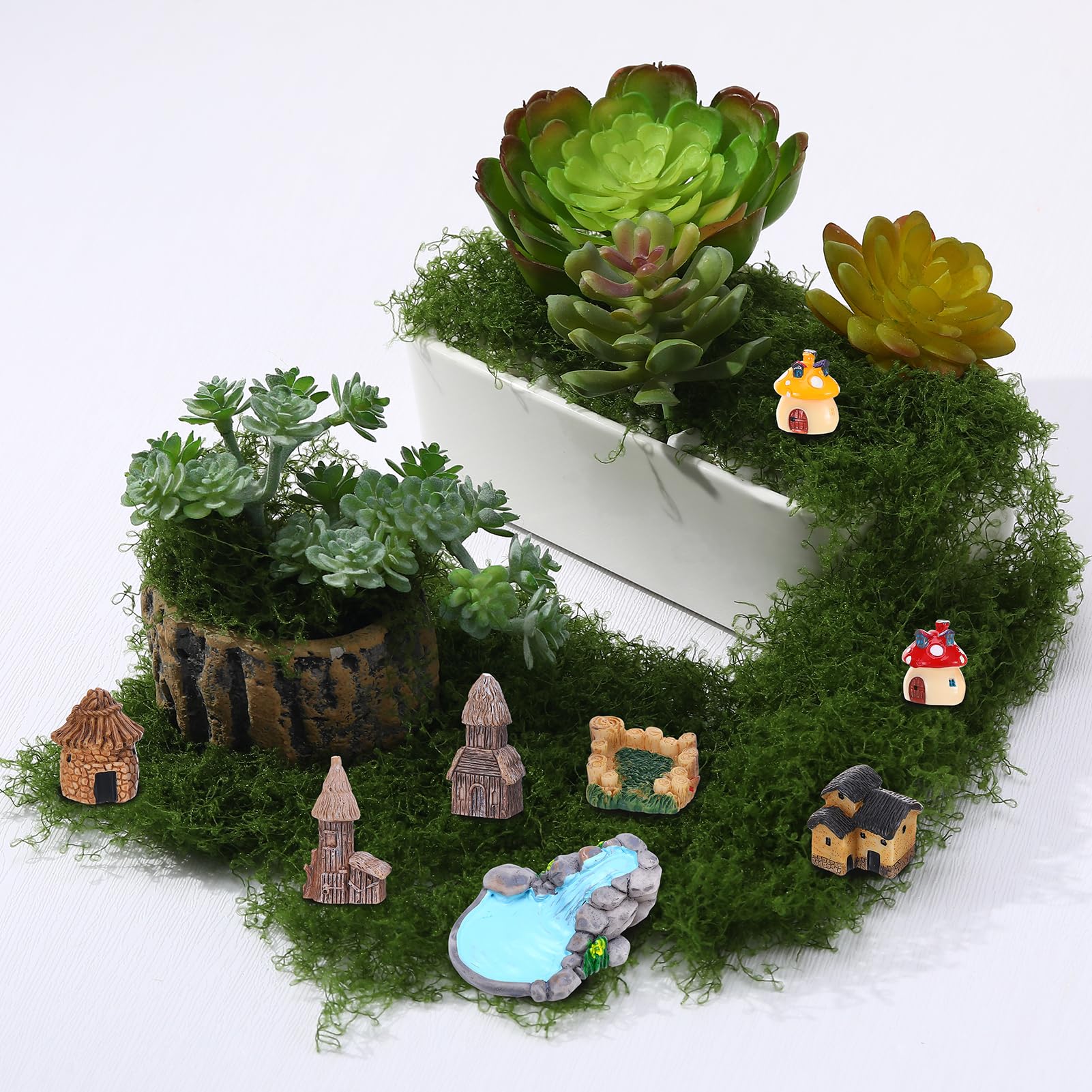 All 32 pieces of GGSTDDUP fairy garden accessories displayed together