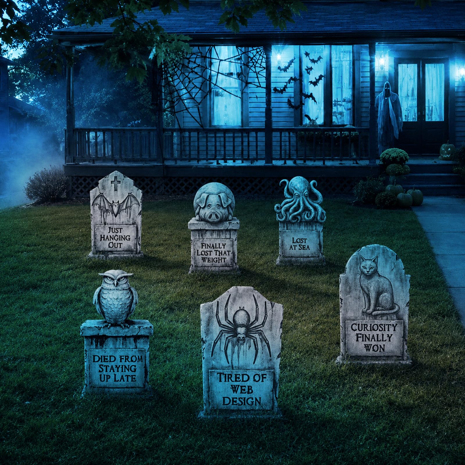 All 6 LimBridge Halloween graveyard decorations with stakes