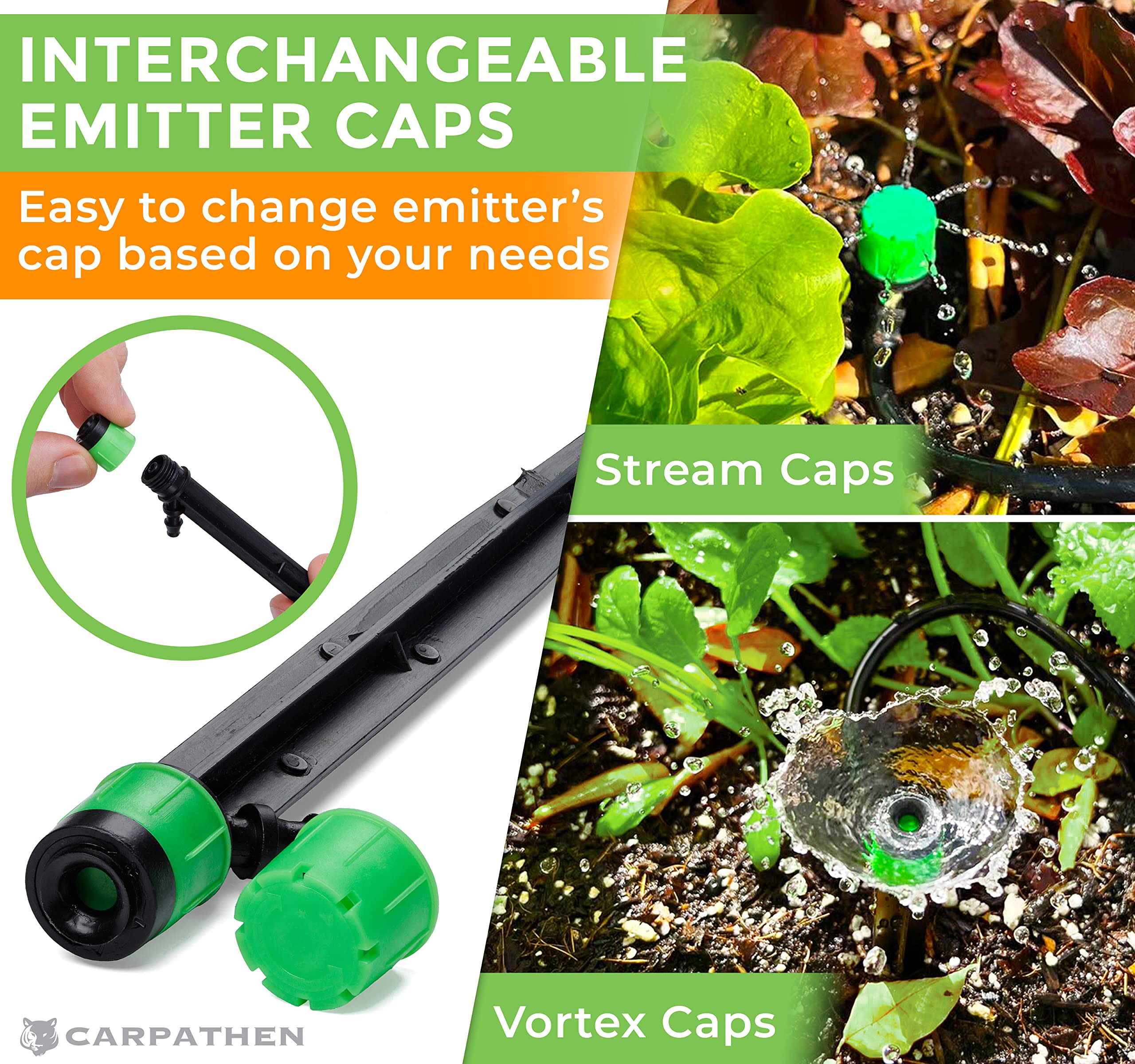 All components of CARPATHEN Drip Irrigation Emitters Kit displayed