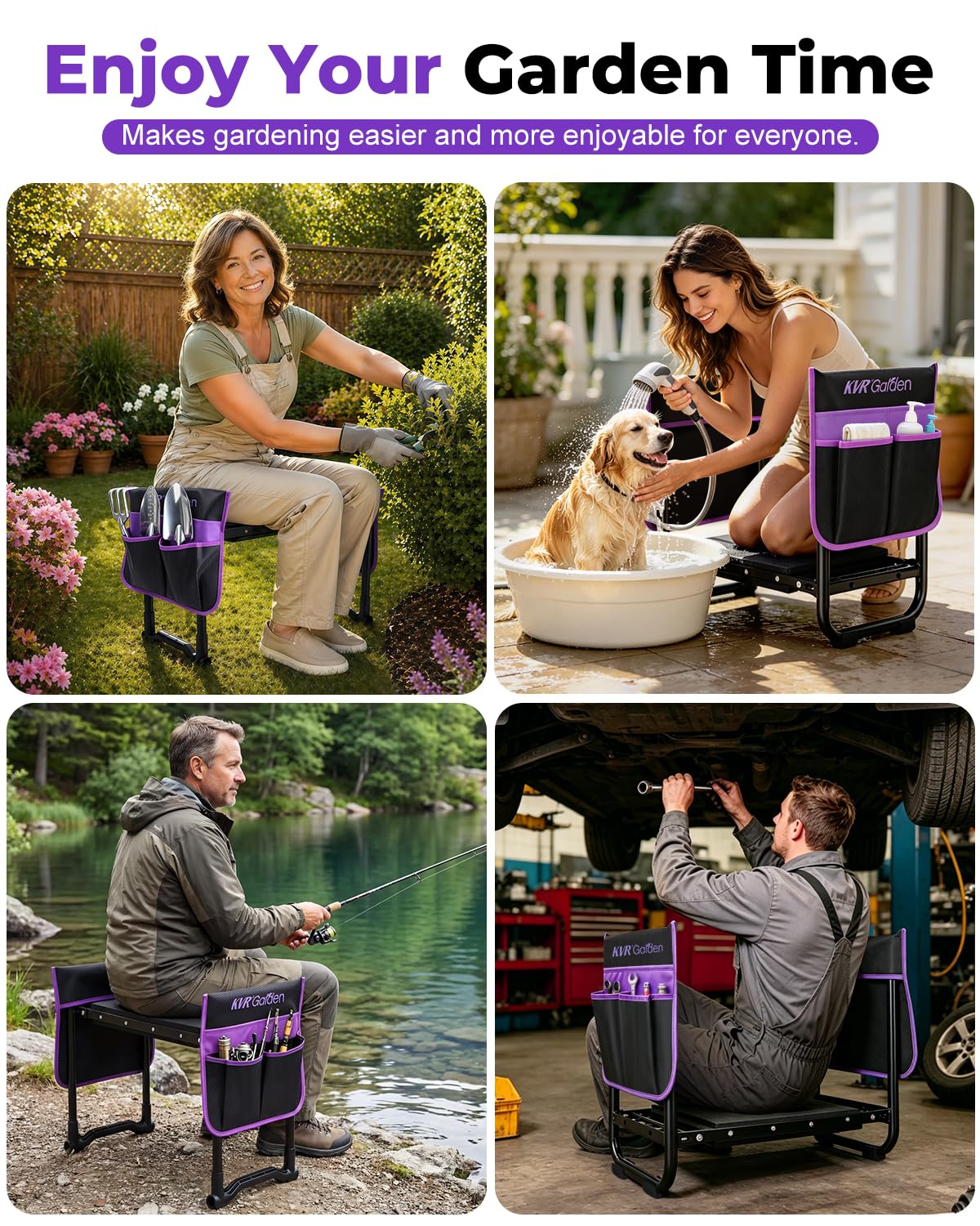 All components of KVR Garden Stool & Kneeler Set arranged together