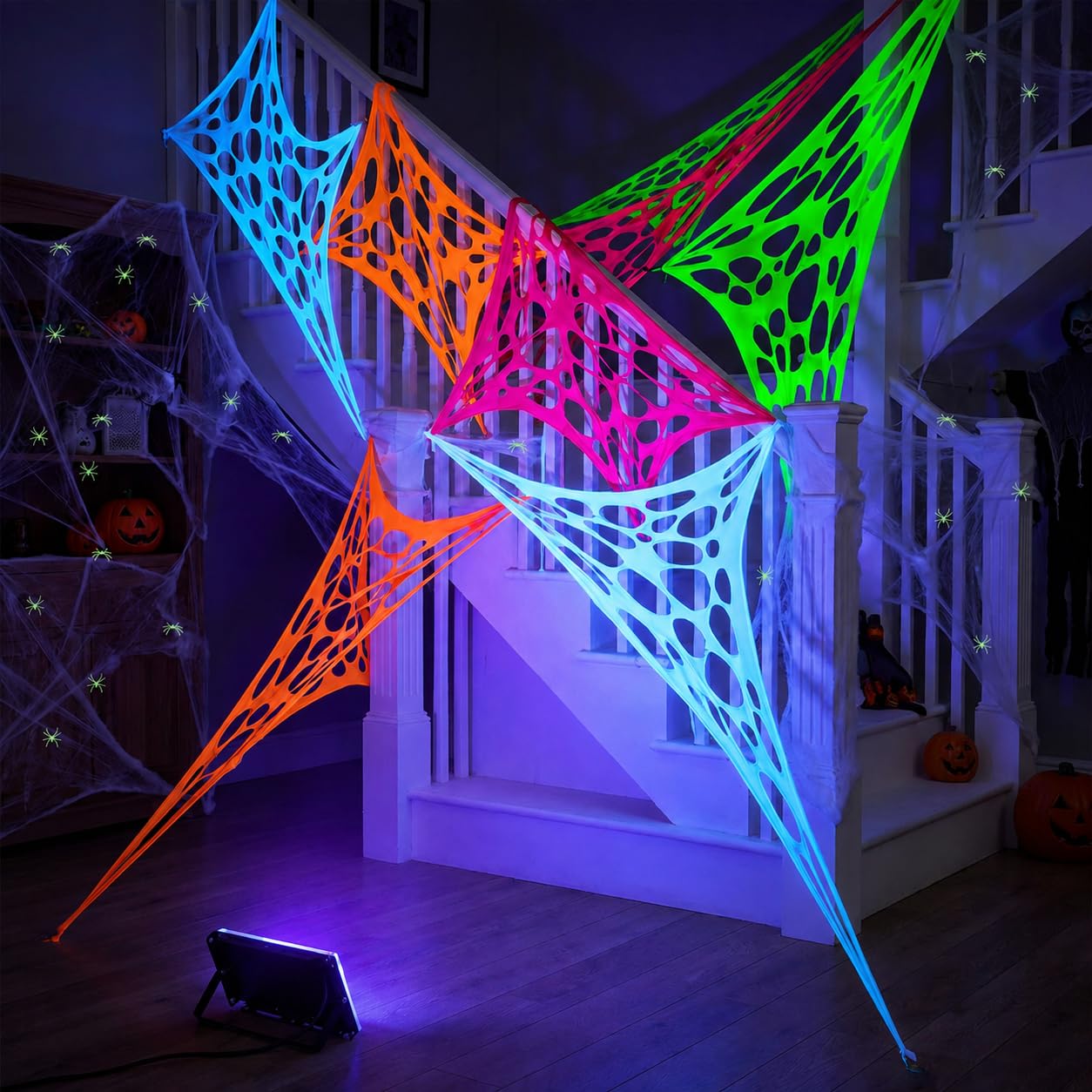 All components of PURPLE STAR 1N spider web decoration set