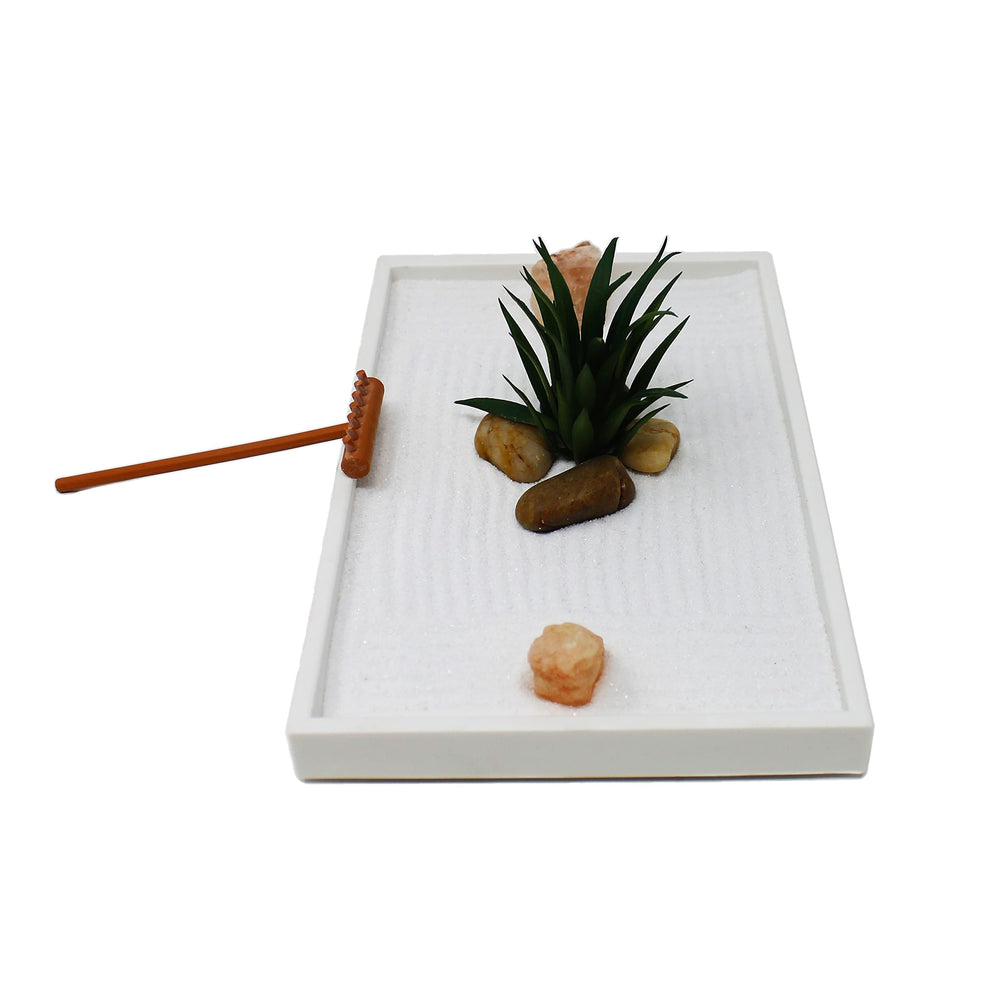 All components of the Nature's Mark Mini Zen Garden laid out
