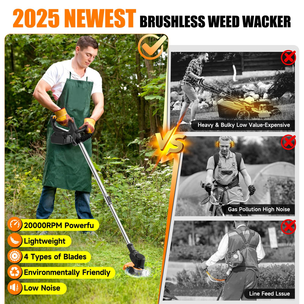 All components of the Xinweilan Electric Weed Wacker laid out