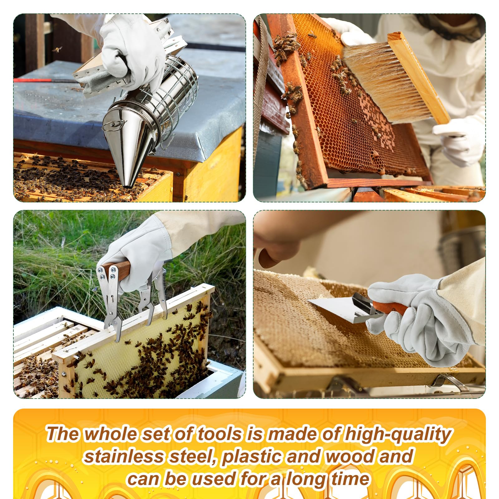 All essential beekeeping supplies neatly arranged