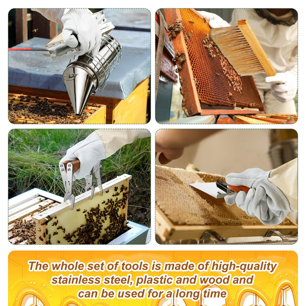 All essential beekeeping supplies neatly arranged