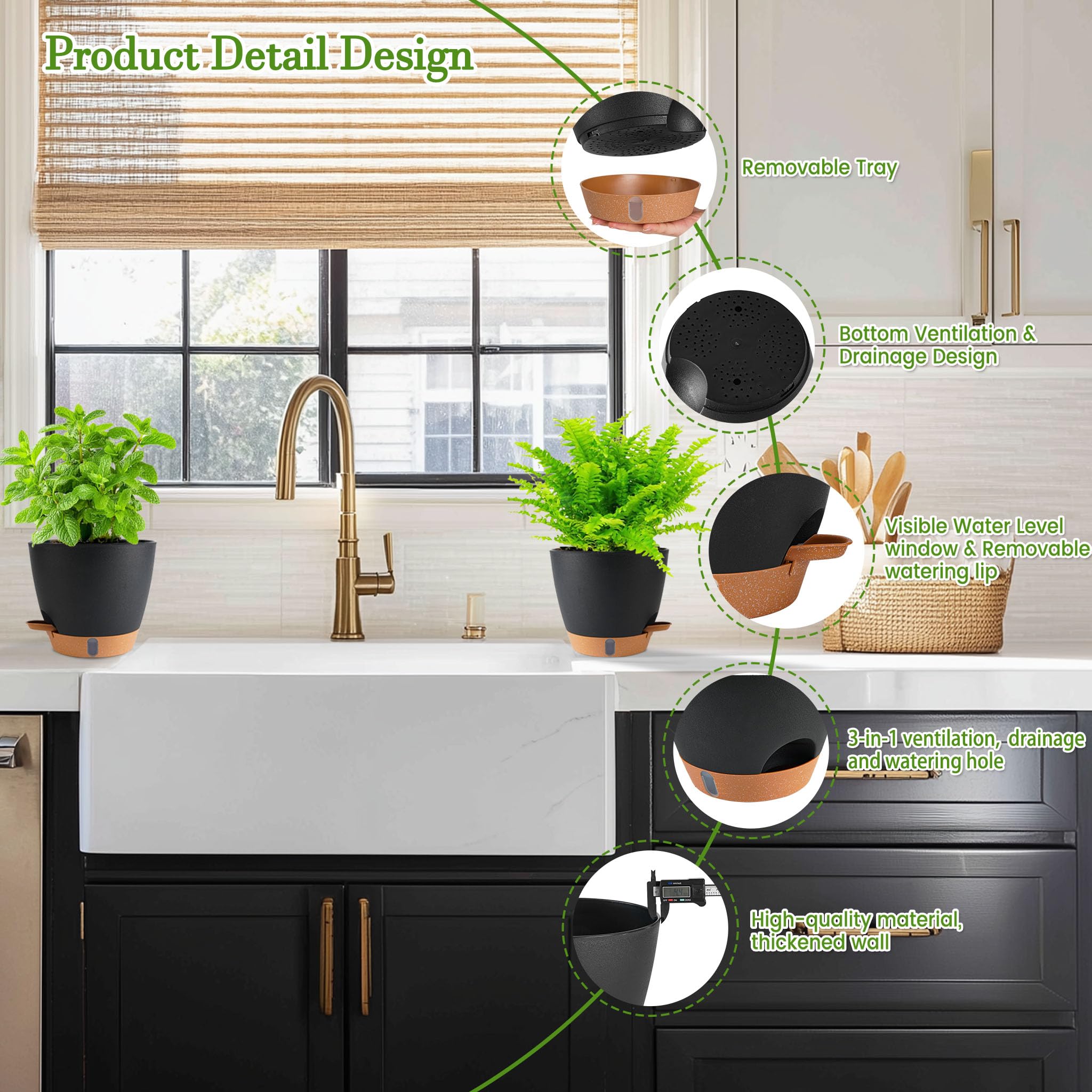 All five sizes of Fielda self-watering pots together