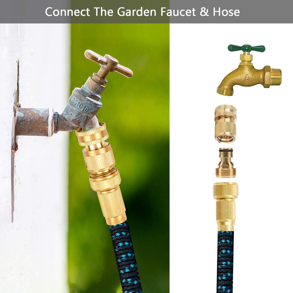 All four brass connectors laid out flat