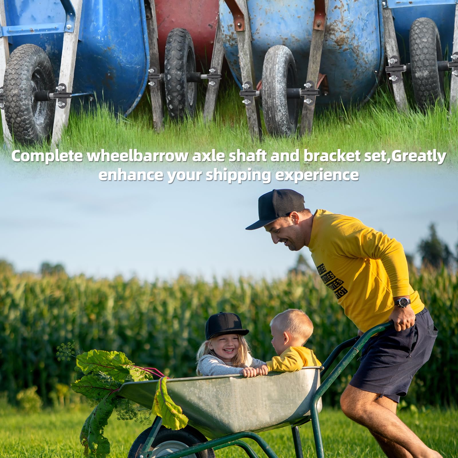 All parts of AR-PRO Wheelbarrow Axle Bracket Set laid out