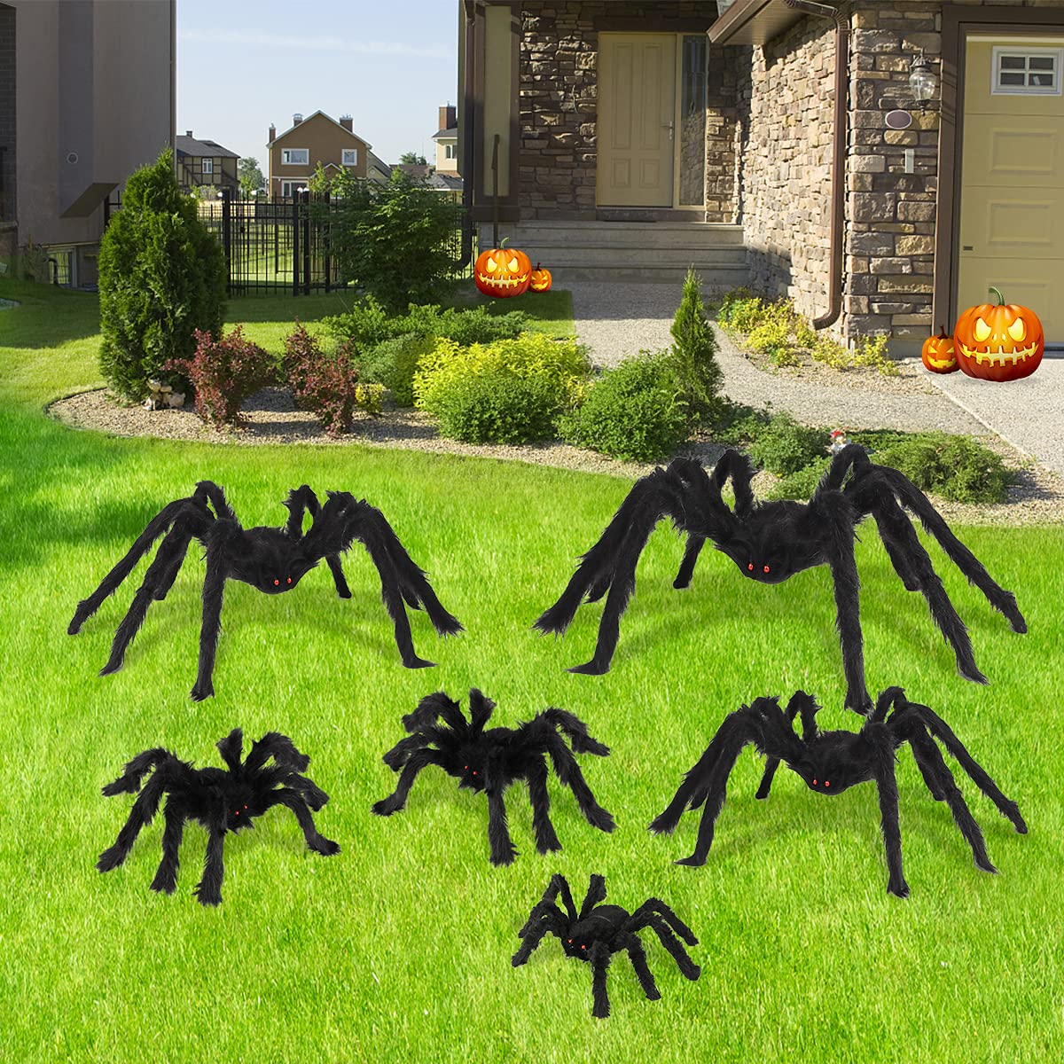 All six Boogem Halloween Spiders arranged together