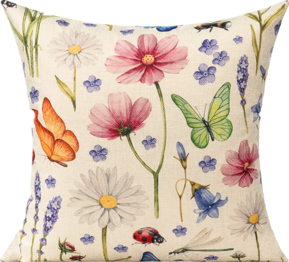 All Smiles pillow cover set displayed on a patio chair