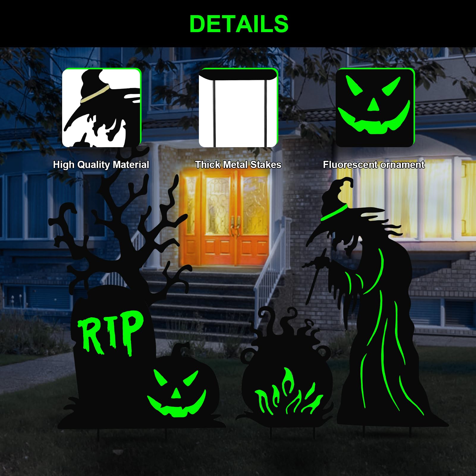 All three BRIGHTDECK Halloween yard signs displayed together