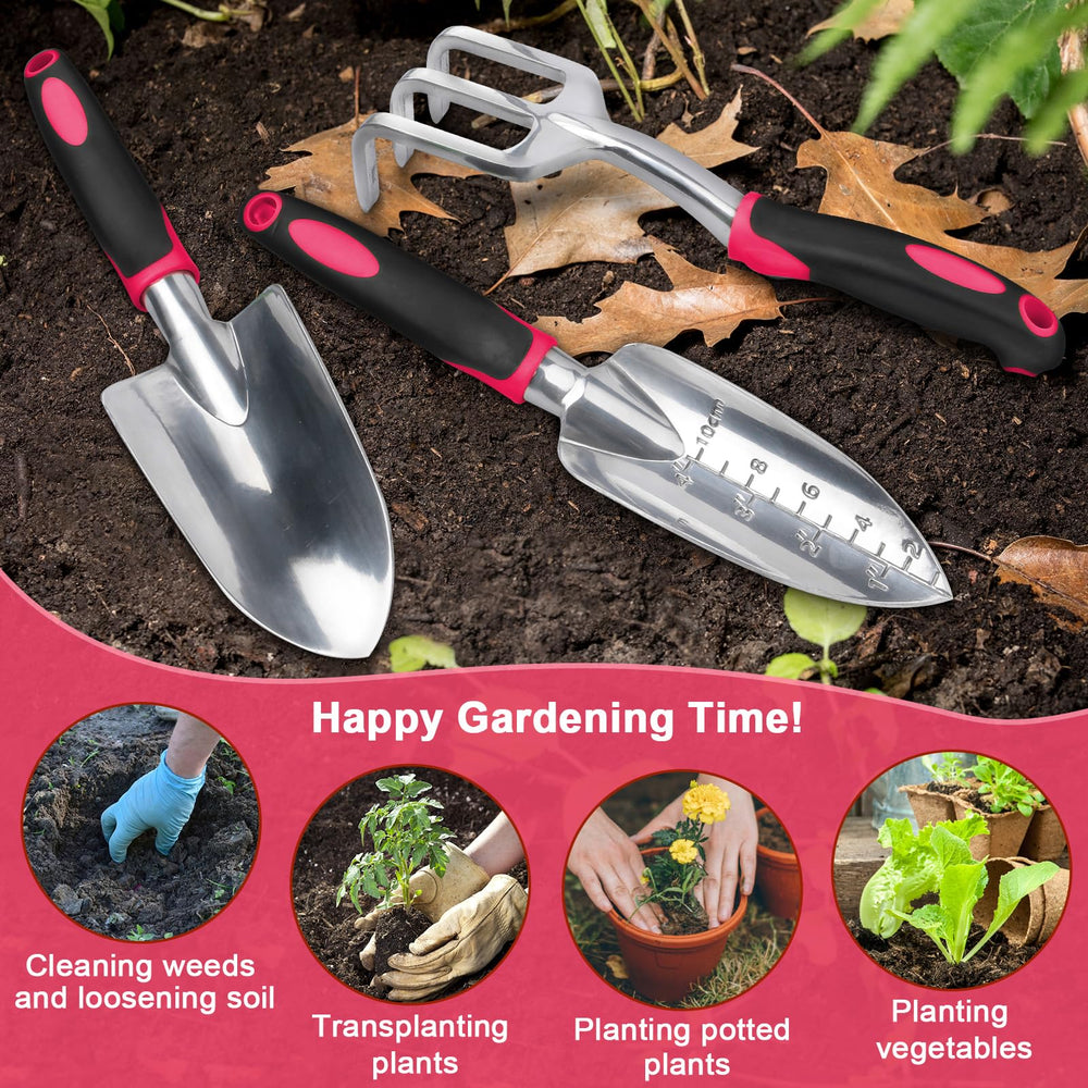 All three MECHEER garden tools together on a wooden surface