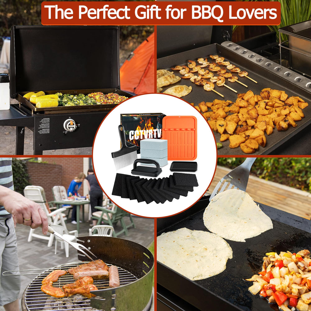 All tools included in CCTVRTV Griddle Cleaning Kit