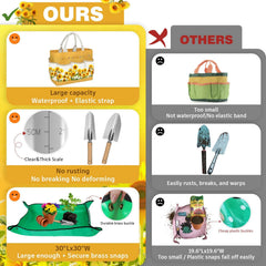 All tools included in OUREST gardening set laid out on a table