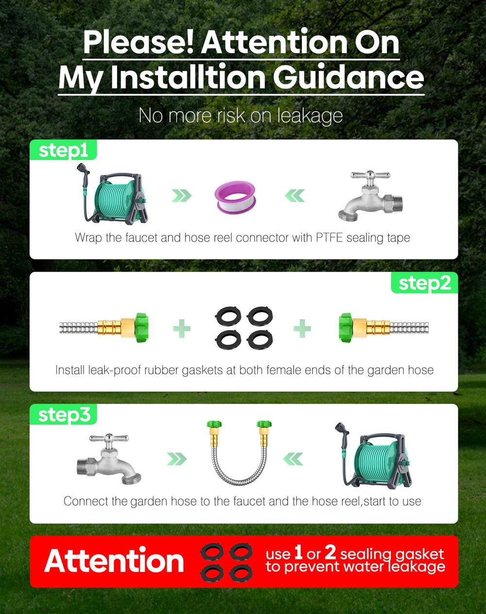 All-weather BlueGarden stainless steel garden hose