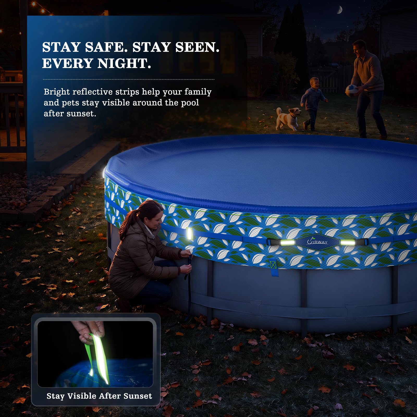All-weather protection label on UIRWAY winter pool cover